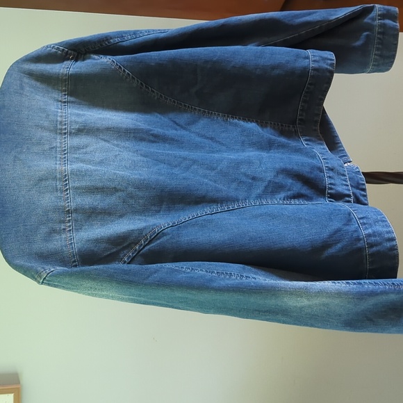 Chico's Platinum Denim Zip Up Washed Jacket Size Large - Picture 6 of 7